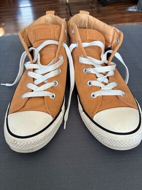 Converse Tan High-Top Canvas Sneakers with White Laces